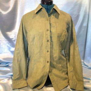 retro green suede button up